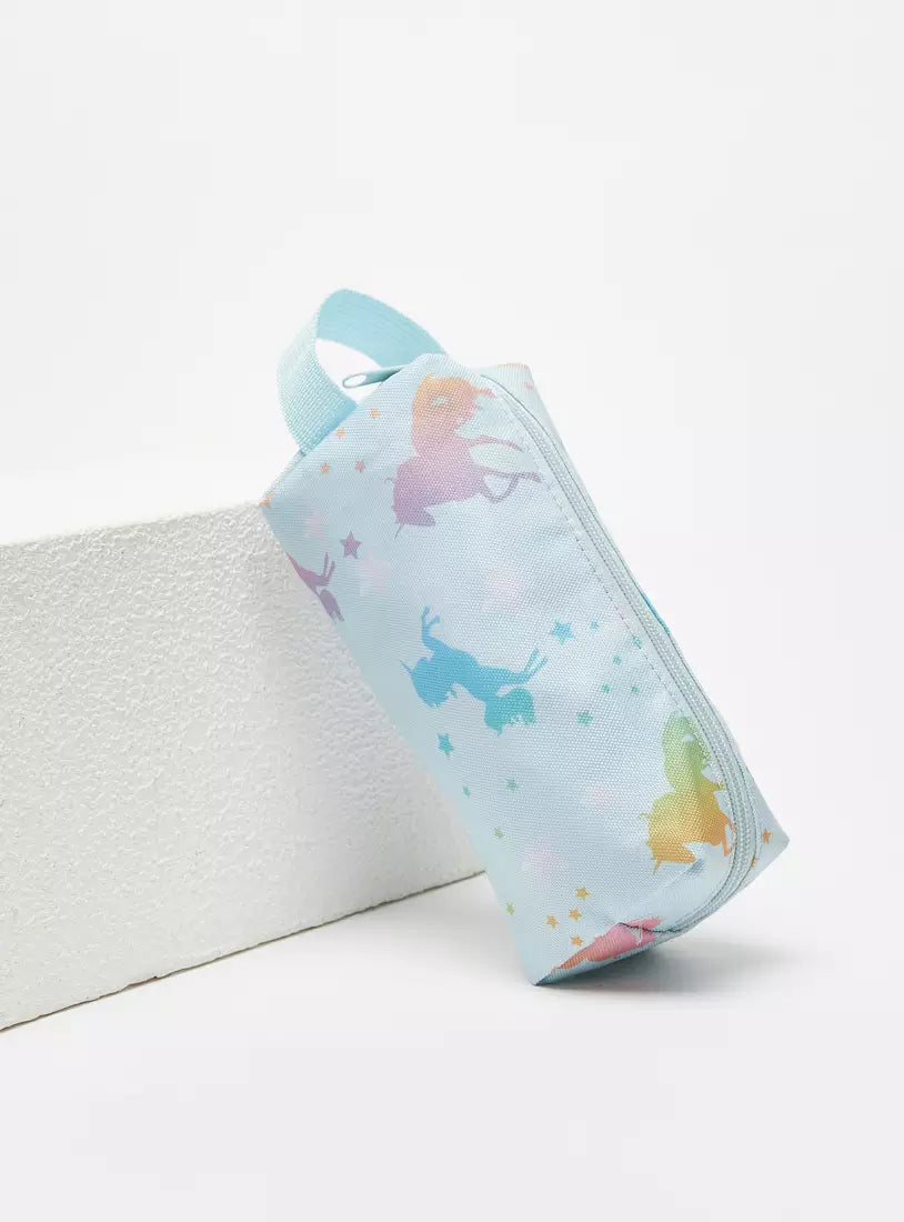 Unicorn Print Pencil Case with Zip Closure