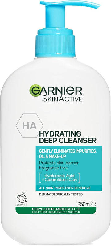 Garnier SkinActive HA Hydrating Deep Cleanser, Hyaluronic Acid+Clay (250ml)