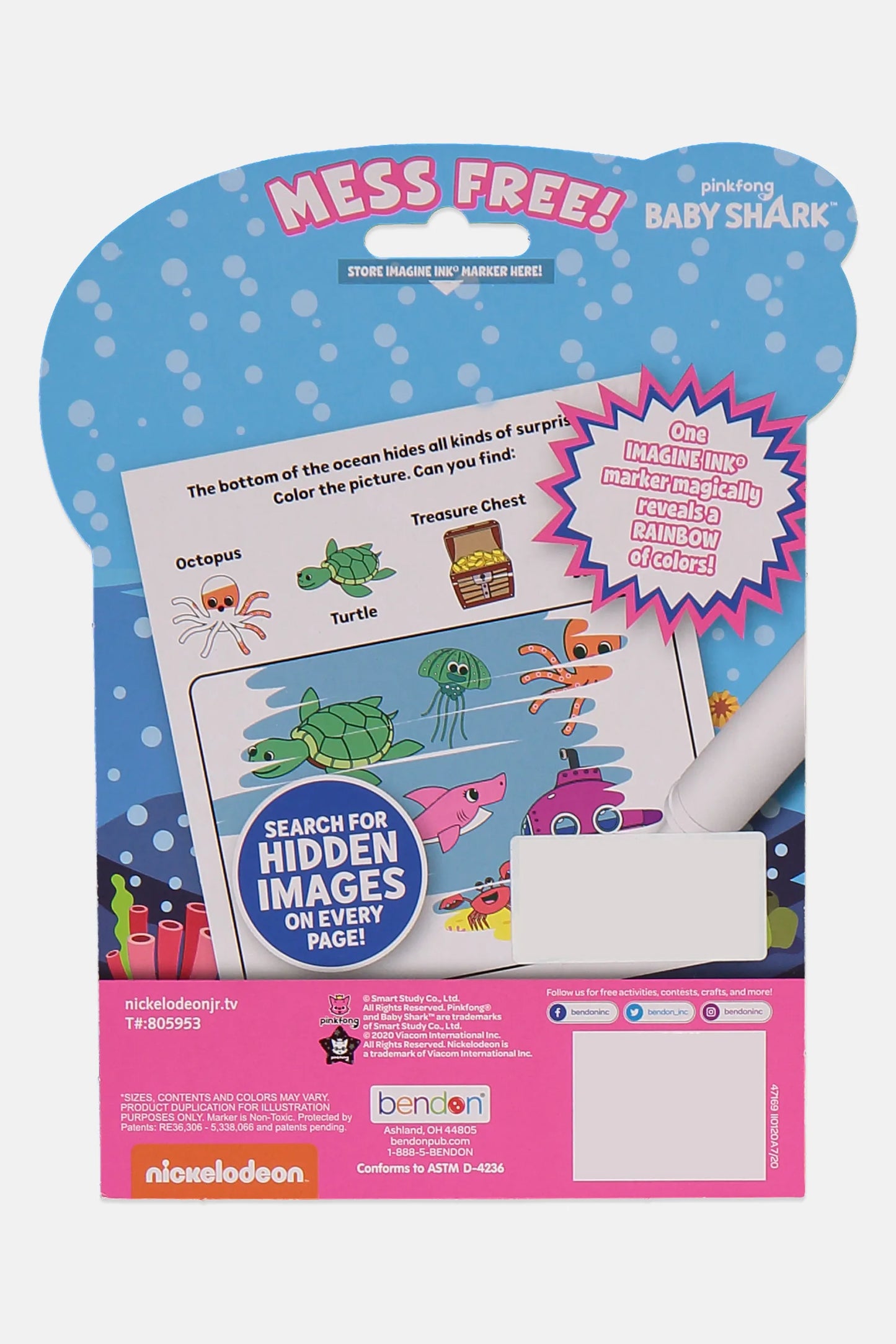 Nickelodeon 2 Pieces Imagine Ink Game Book With Mess Free Marker Yellow
