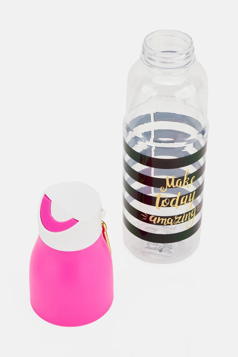 Votum Plastic Water Bottle With Carbine 730 ML Pink and Black