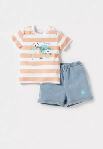 Juniors Short Set Under Sea Shirt and Short Orange (6-12 M)