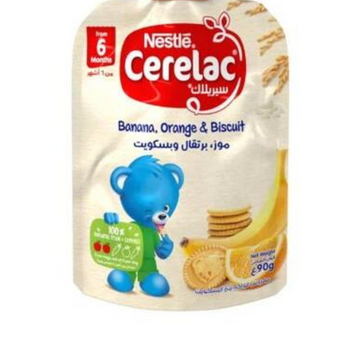 Nestle Cerelac Puree Banana, Orange & Biscuit 90g