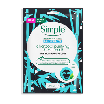 Simple Daily Skin Detox Purifying Charcoal Sheet Mask 23ml