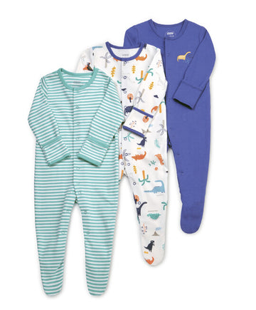 Mamas & Papas Pack of 3 Sleep Suits - Dino 6-9 M