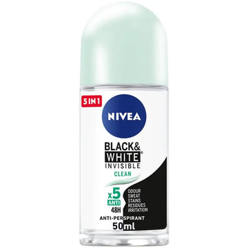 Nivea Black & White Invisible Clean Antiperspirant Roll on 50ml