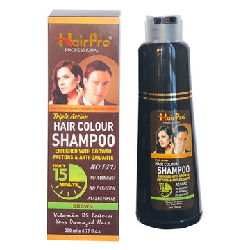 HairPro London Triple Action Brown Hair Colour Shampoo 200ml