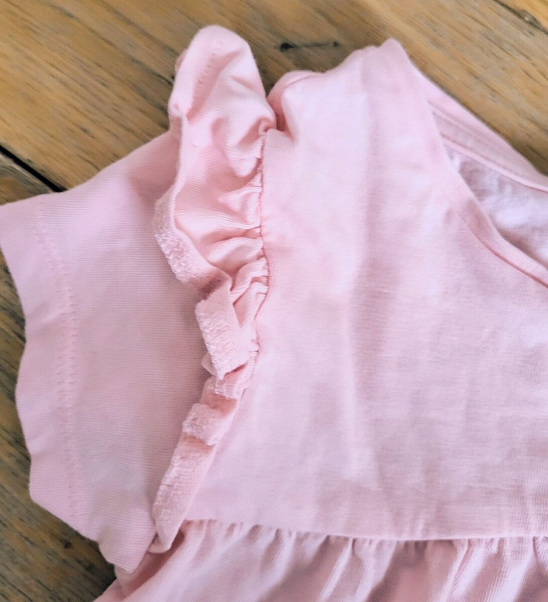 Mothercare Girl's Short Sleeve T-Shirt Pink Frill Sleeve Age 5-6 Years
