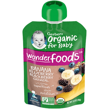 Gerber Organic Banana Blueberry Blackberry Oatmeal 99g