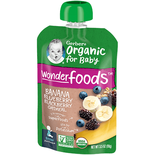 Gerber Organic Banana Blueberry Blackberry Oatmeal 99g