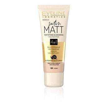 Eveline Satin Matt Mattifying And Covering Foundation 101 Ivory