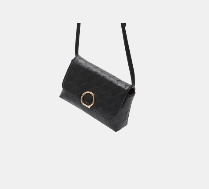 Shoexpress Woven Satchel Bag with Shoulder Strap Black