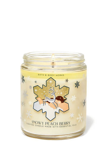 Bath & Body Works Snowy Peach Berry Single Wick Candle
