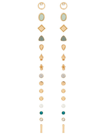 Accessorize Green Mix Shape Stud Earring Multipack