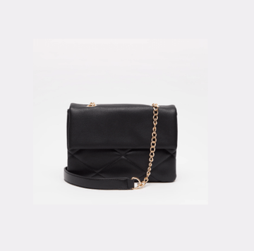 Sasha Quilted Crossbody Bag with Chain Straps Black