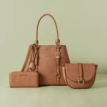 Sasha Quilted Tote and Crossbody Bag with Wallet Brown