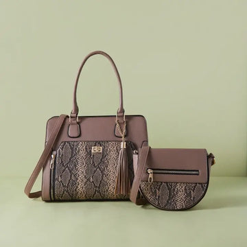 Sasha Quilted Tote and Crossbody Bag with Wallet Dark Coffee Brown