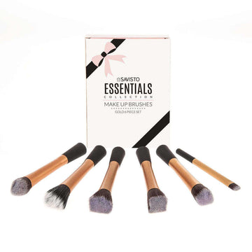 Savisto Essentials Uk Makeup Brushes Set Gold 6 Brushes Included