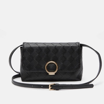 Shoexpress Woven Satchel Bag with Shoulder Strap Black