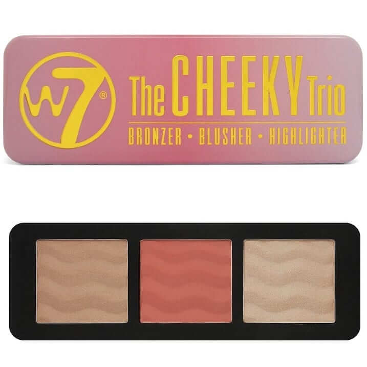W7 The Cheeky Trio Blusher Highlighter Palette Pouch