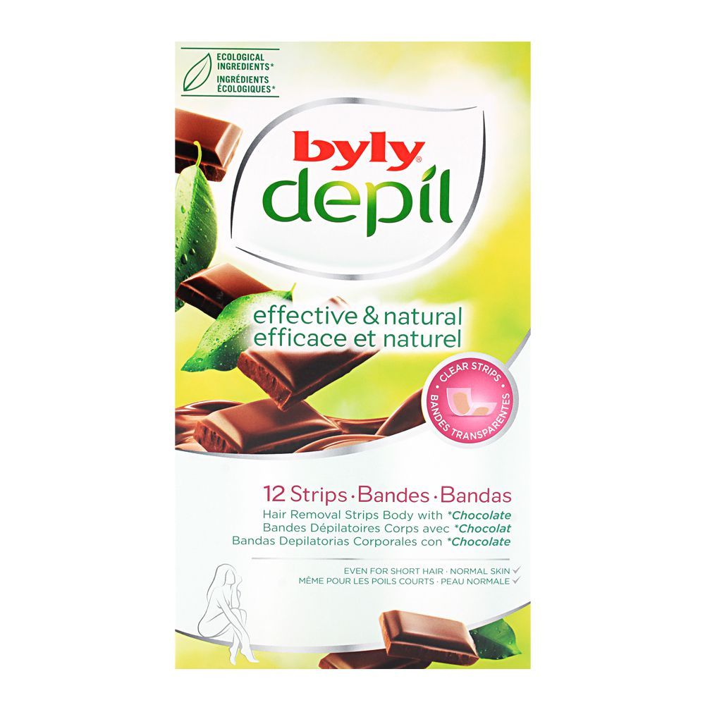 Byly Depil Effective & Natural Chocolate Hair Removal Face Wax Strips 12-Pack