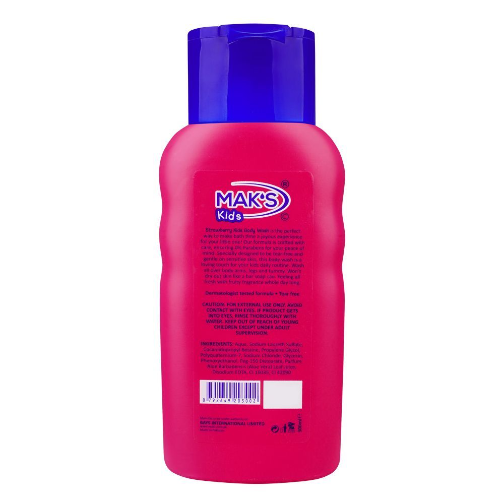 Mak's Kids Strawberry Body Wash,  0% Parabens 300ml