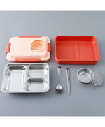 Kids Insulated Lunch Box Pink/Orange - Leakproof, BPA-Free, Multi-Compartment with Spoon & Chopsticks