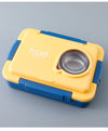 Kids Insulated Lunch Box Yellow/Blue - Leakproof, BPA-Free, Multi-Compartment with Spoon & Chopsticks