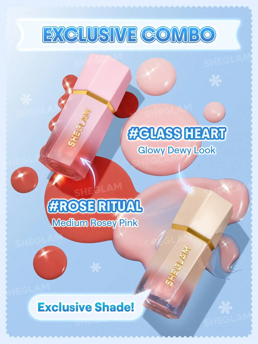 SHEGLAM Festive Glow Gift Set-Rose Ritual & Glass Heart 5.2mlx2