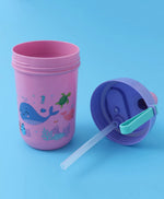 Purple & Pink Sea Themed Lunch Box Set - With Bottle, Utensils, Double Containers, Carry Strap