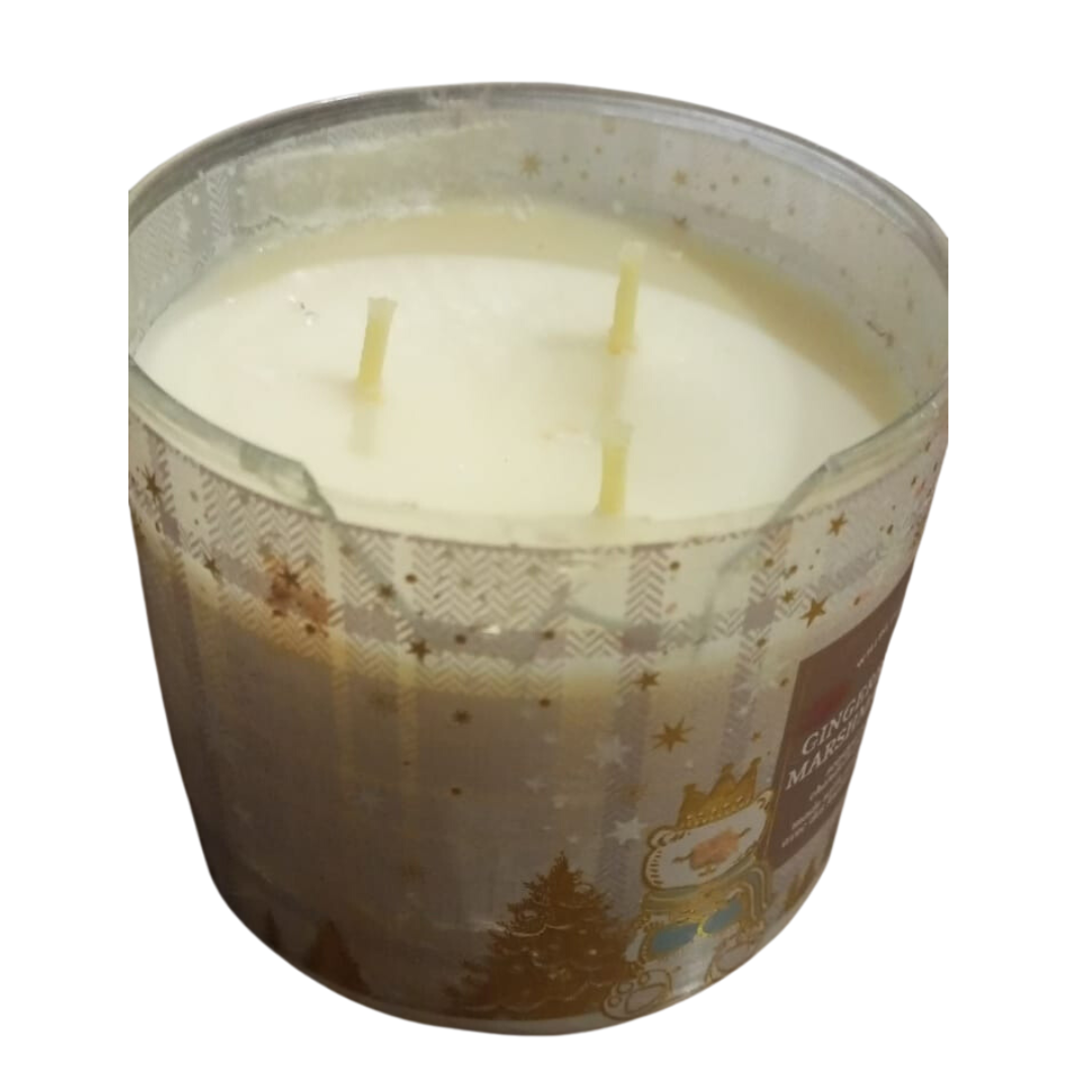 Bath & Body works Gingerbread Marshmallow 3-Wick Candle ( Little Damage )