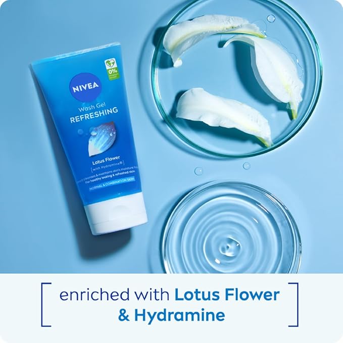 NIVEA Refreshing Wash Gel, Face Wash Gel with Lotus Flower and Hydramine (150ml)