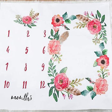 SKYTONE Outgeek Baby Monthly Milestone Blanket Floral Printed Baby Photo Blanket Photo Prop