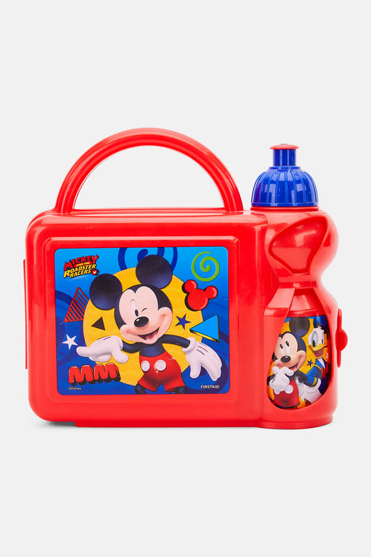 Disney Kids Boy Mickey Roadster Racers Lunch Box With Water Bottle 20 L x 14 H x 7 W cm Red