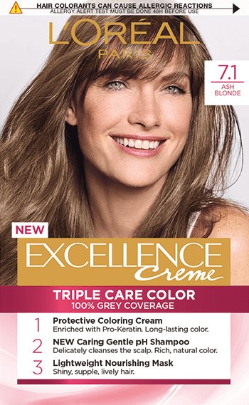 Loreal Excellence Creme Permanent Hair Color 7.1 Ash Blonde