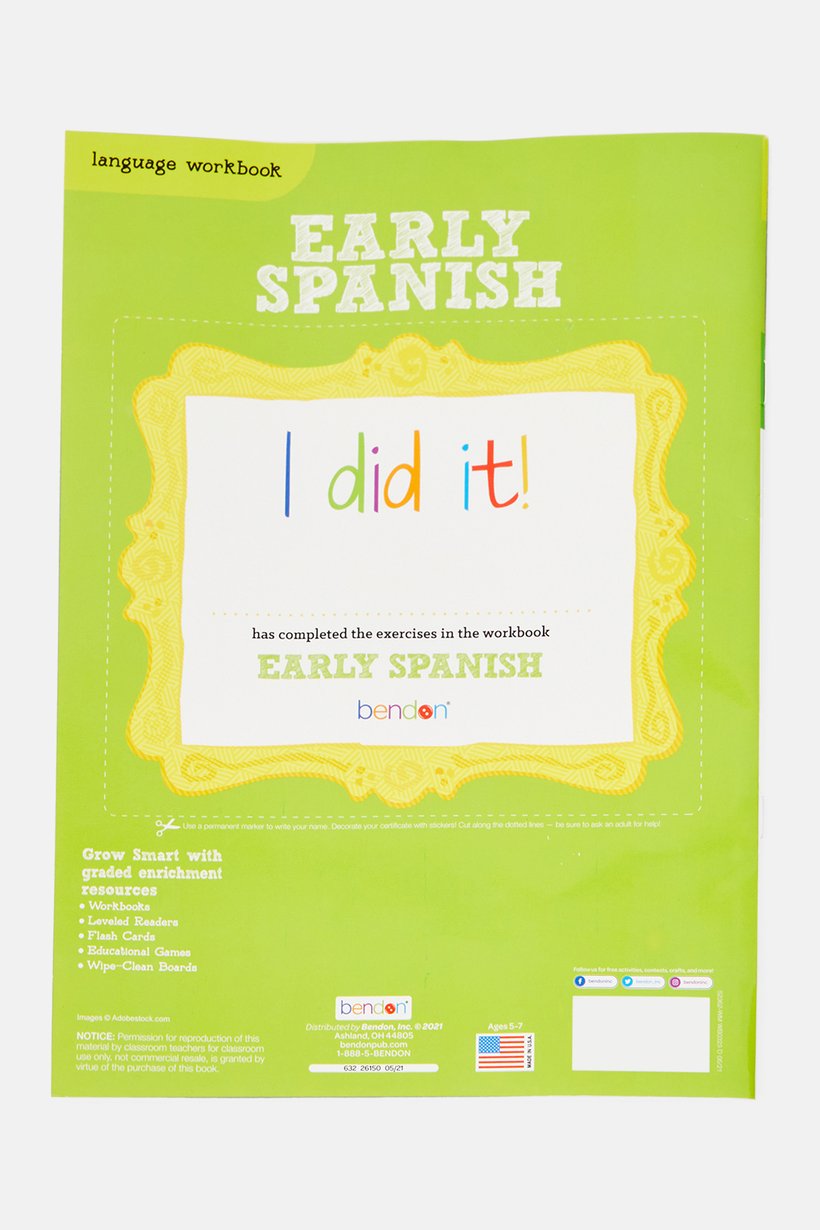 Bendon Grade 1 to 3 Early Spanish Workbook, White Combo