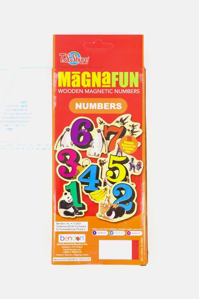 Bendon 15 Pack Wooden Magnetic Numbers, Red/Beige Combo