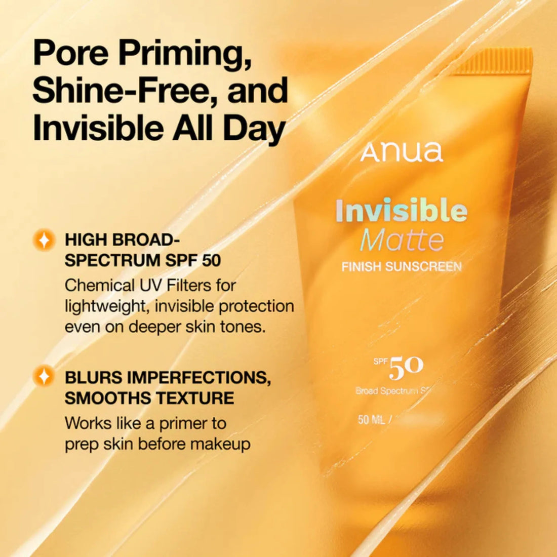 Anua - Invisible Matte Finish Sunscreen SPF 50 PA+++ 50Ml 50Ml