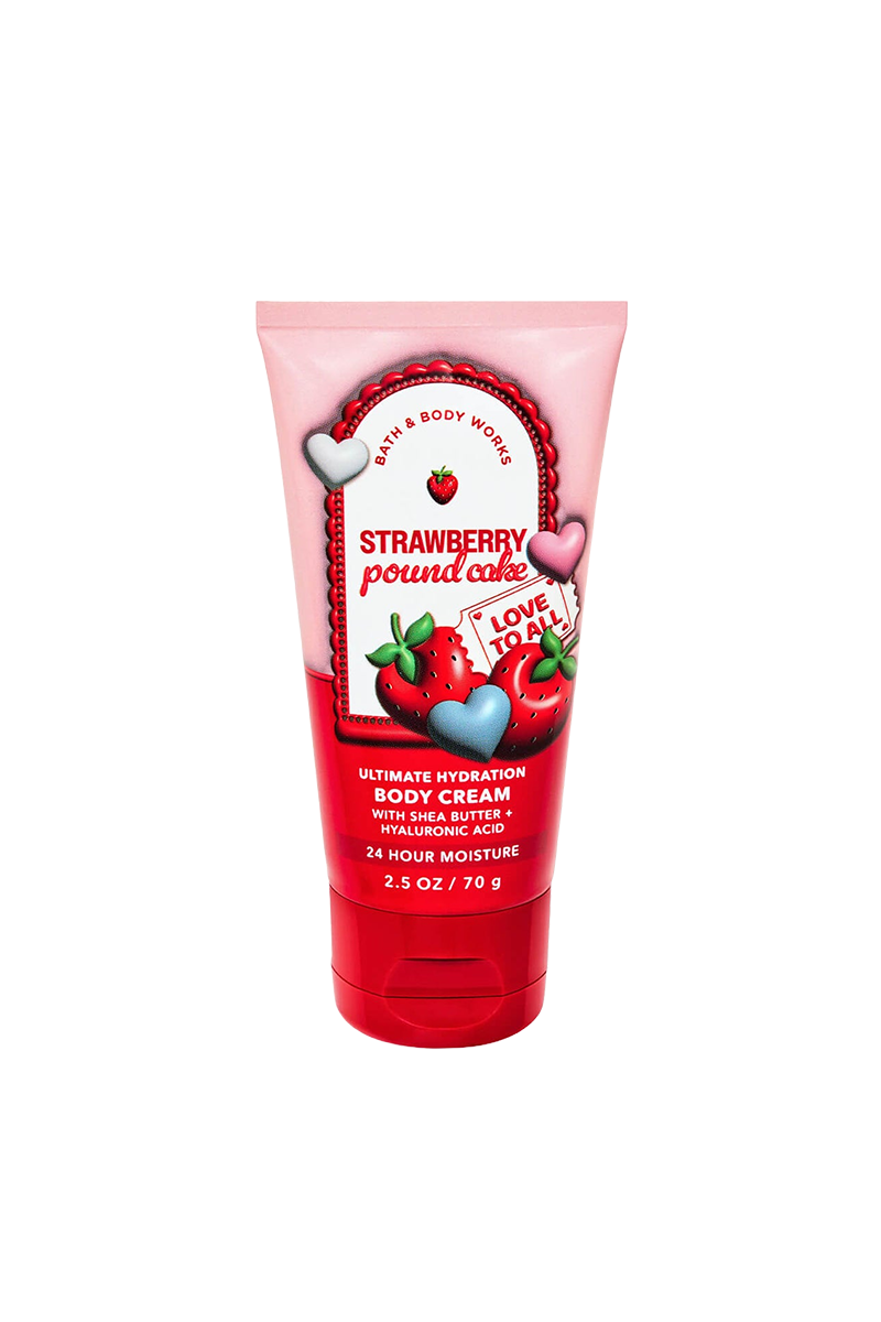 Bath & Body Works Travel Size Ultimate Hydration Body Cream Strawberry Pound Cake  (70g)