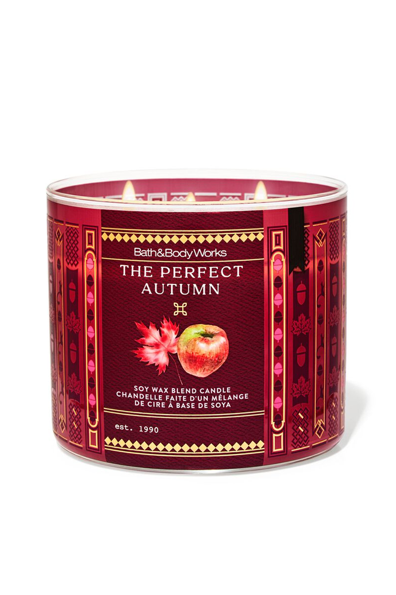 Bath & Body Works - 3 Wick Scented Candle - The Perfect Autumn