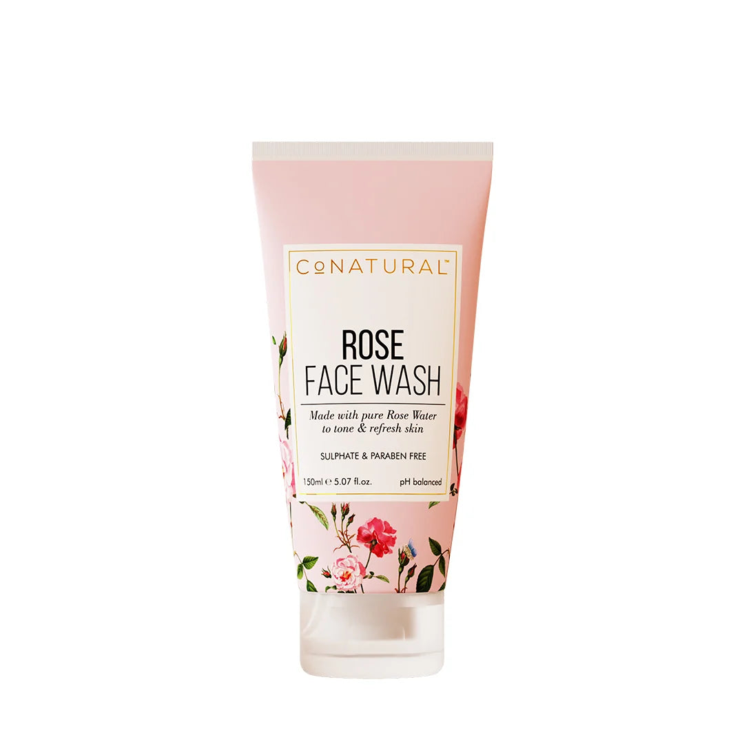 Tube of Conatural Rose Face Wash on a white background