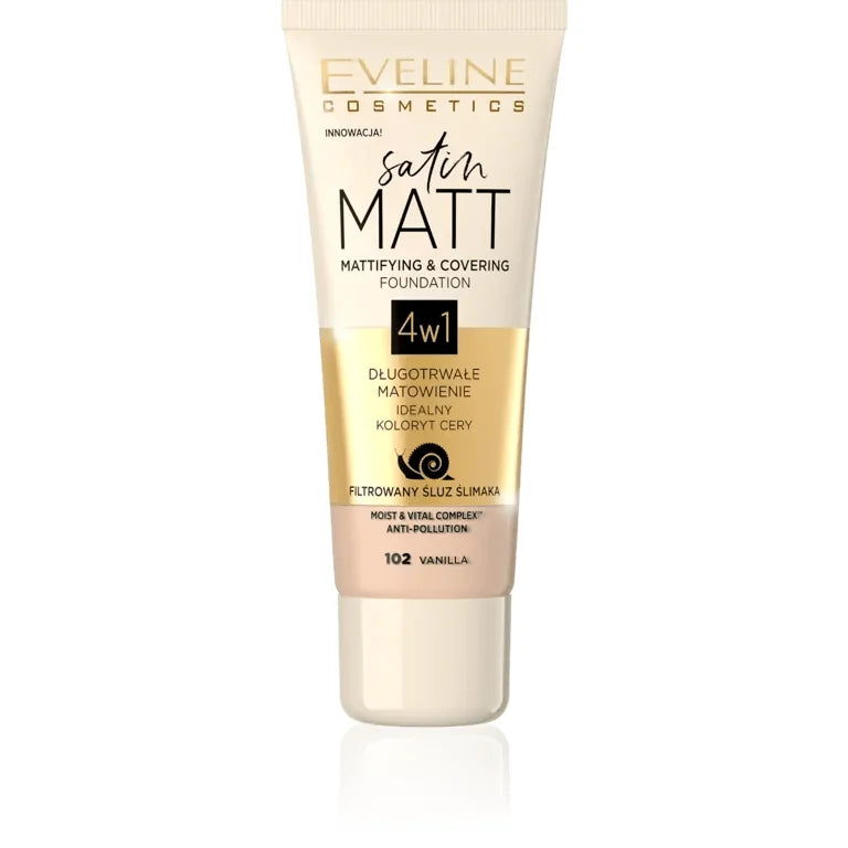 Eveline Satin Matt Mattifying And Covering Foundation 102 Vanilla