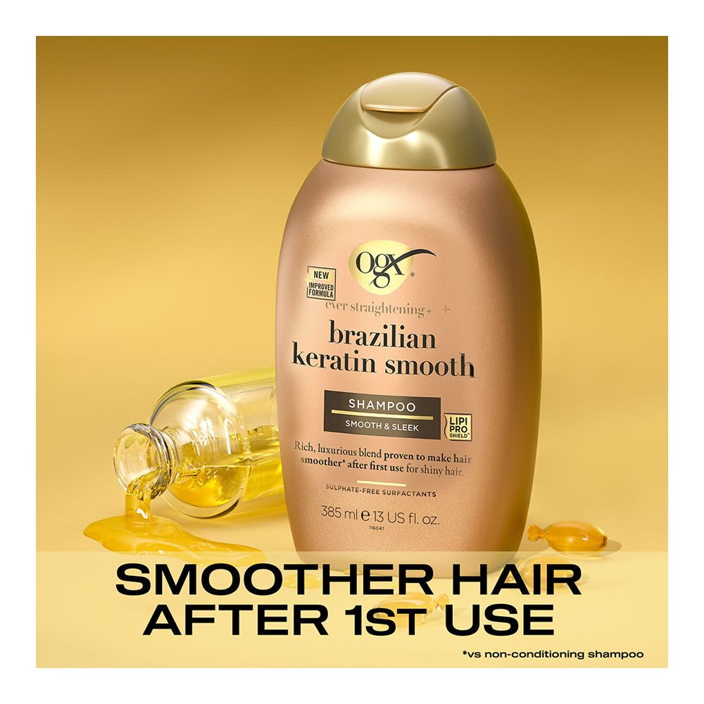 OGX Brazilian Keratin Smooth Sulfate Free Shampoo 385ml
