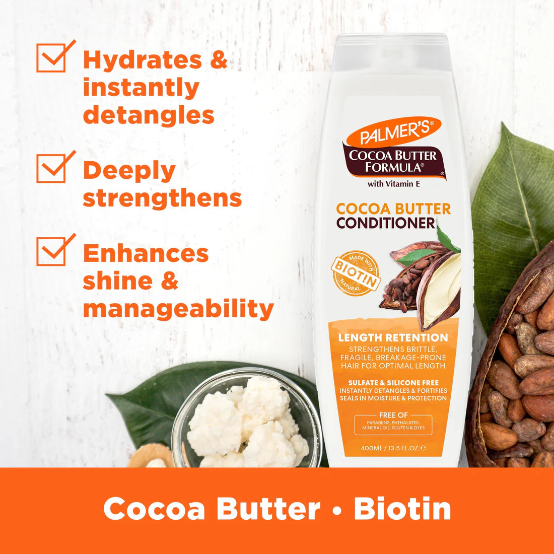 Palmers Cocoa Butter Formula Length Retention Conditioner 400ml Biotin