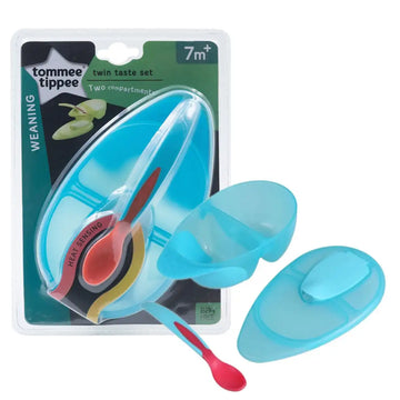 Carousell Tommee tippee twin taste set two compartments lunch box with heat sensing