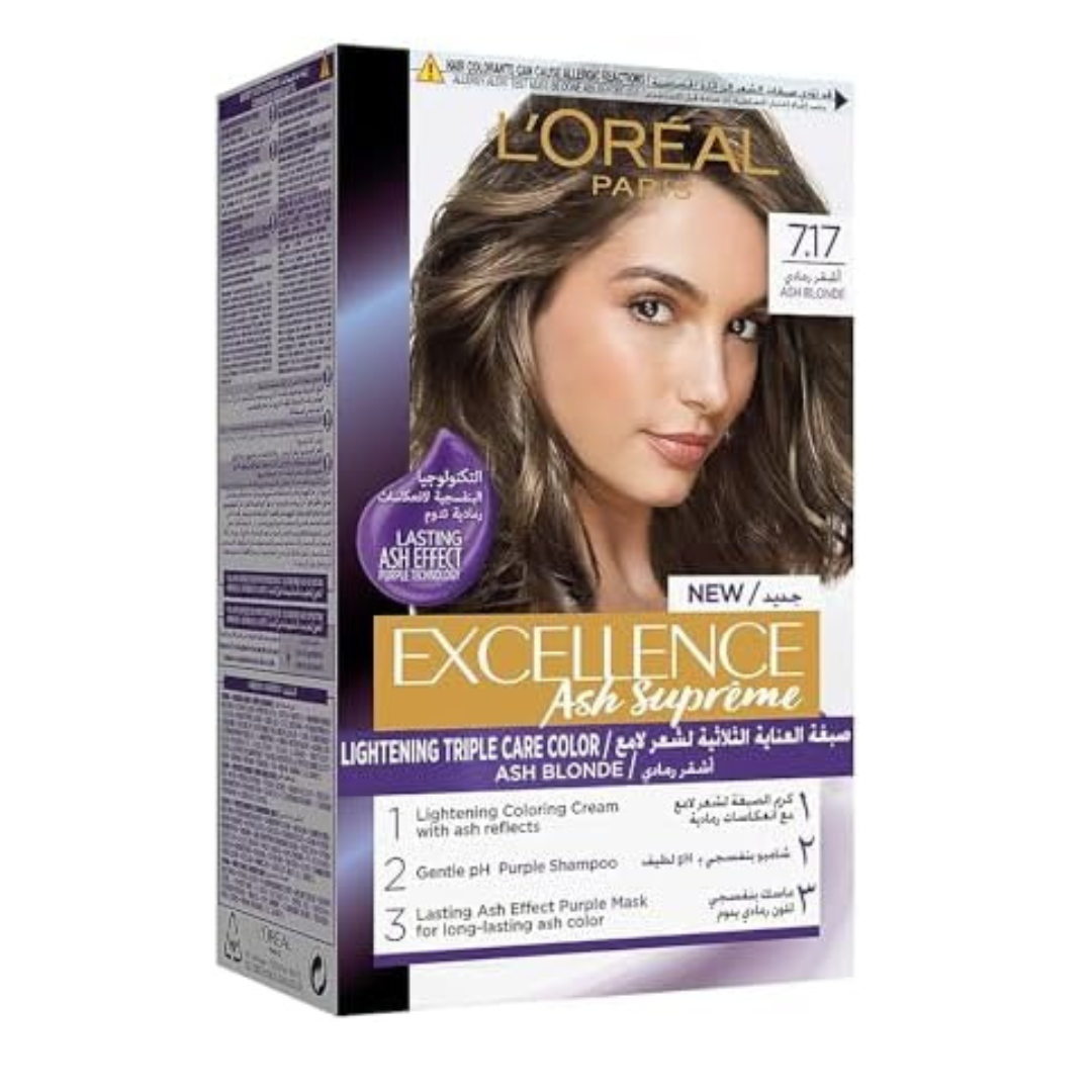 Loreal Paris Excellence Ash Supreme Anti Brass Permanent Hair Colour 7.17 Ash Blonde 250 Ml