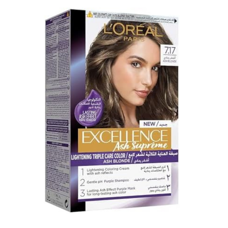 Loreal Paris Excellence Ash Supreme Anti Brass Permanent Hair Colour 7.17 Ash Blonde 250 Ml