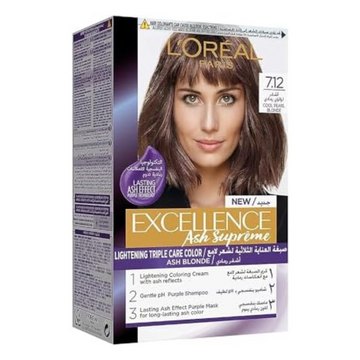 Loreal Paris Excellence Hair Dye With Purple Shampoo And Hair Mask 7.12 Cool Pearl Blonde