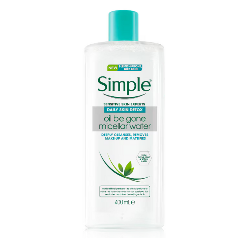 Simple Daily Skin Detox Oil Be Gone Micellar Cleansing Water 400ml