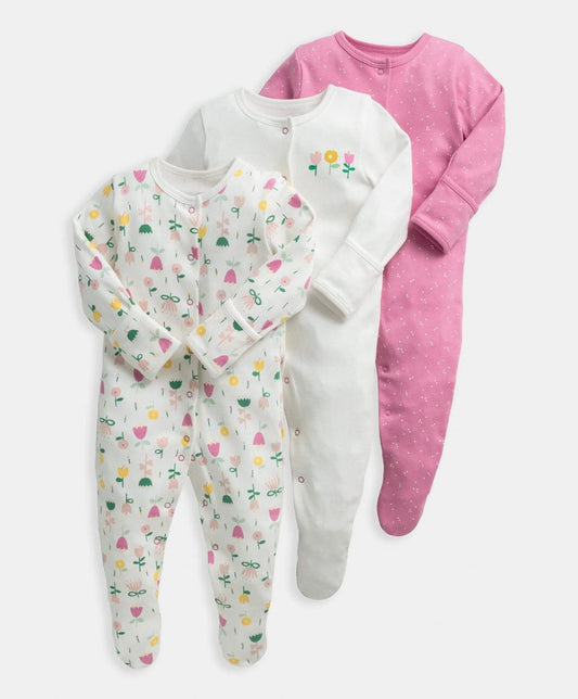 Mamas & Papas Pack of 3 Sleep Suits - Modern Floral 9-12 M