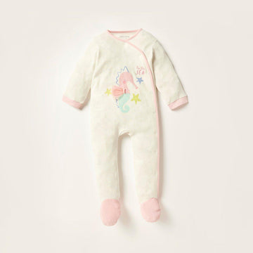 Juniors Printed Closed Feet Sleepsuit with Long Sleeves and Embroidered (12-18 months)